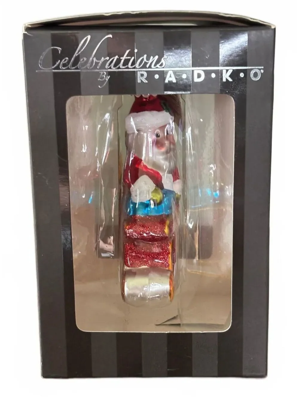 2010 Celebrations by Radko 25th Anniversary Santa Sleigh Glass Ornament Box